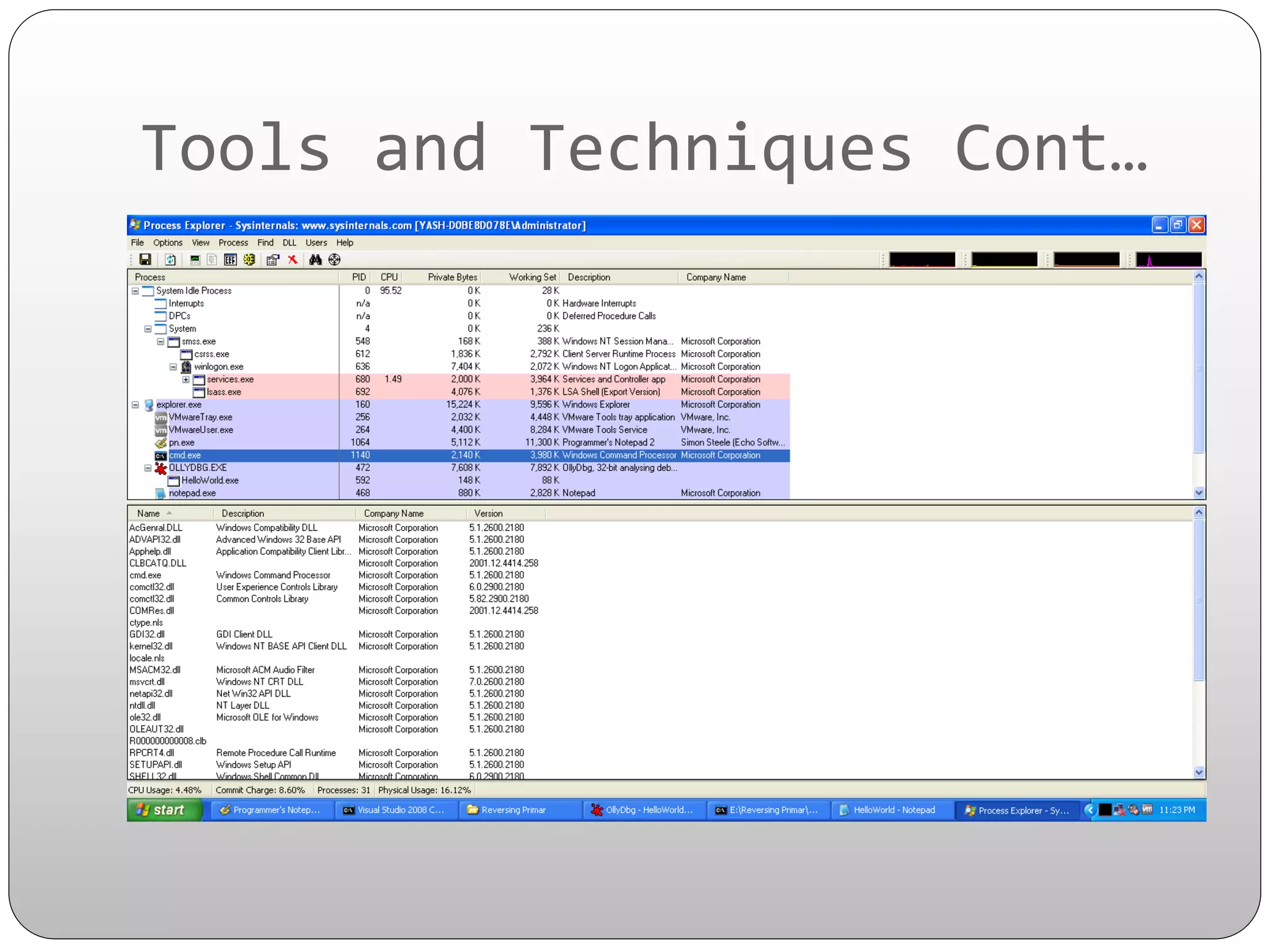 Tools	
  and	
  Techniques	
  Cont…	
  

 