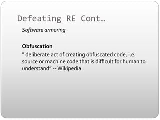 Hacking with Reverse Engineering and Defense against it | PDF