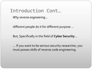 Hacking with Reverse Engineering and Defense against it | PDF
