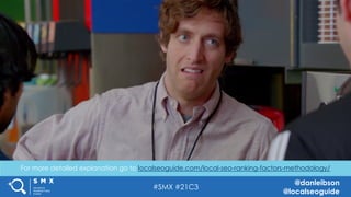 #SMX #21C3
@danleibson
@localseoguide
For more detailed explanation go to localseoguide.com/local-seo-ranking-factors-methodology/
 