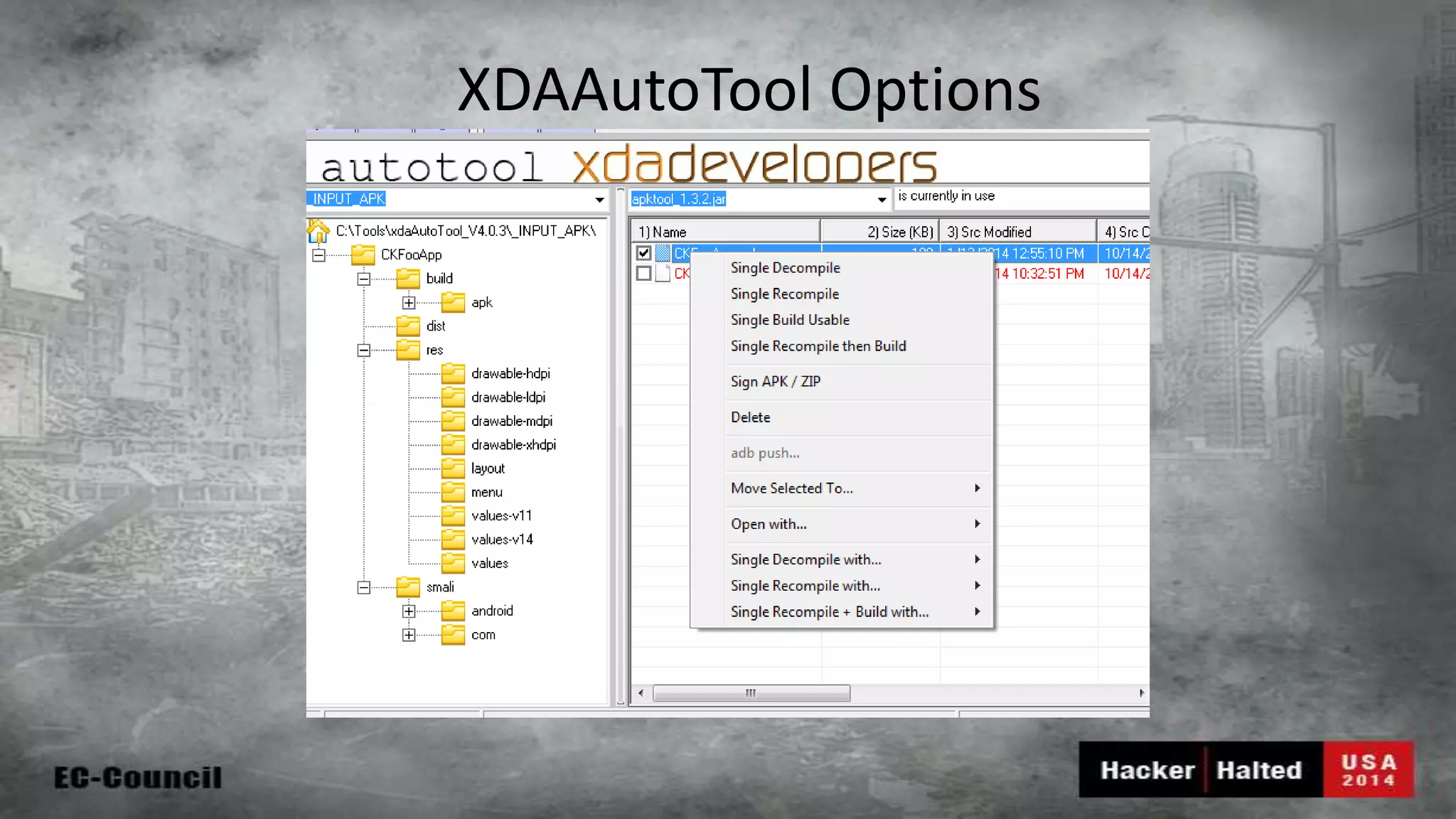 XDAAutoTool Options 