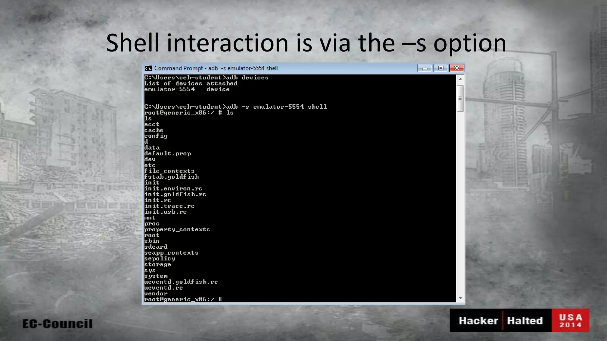 Shell interaction is via the –s option 