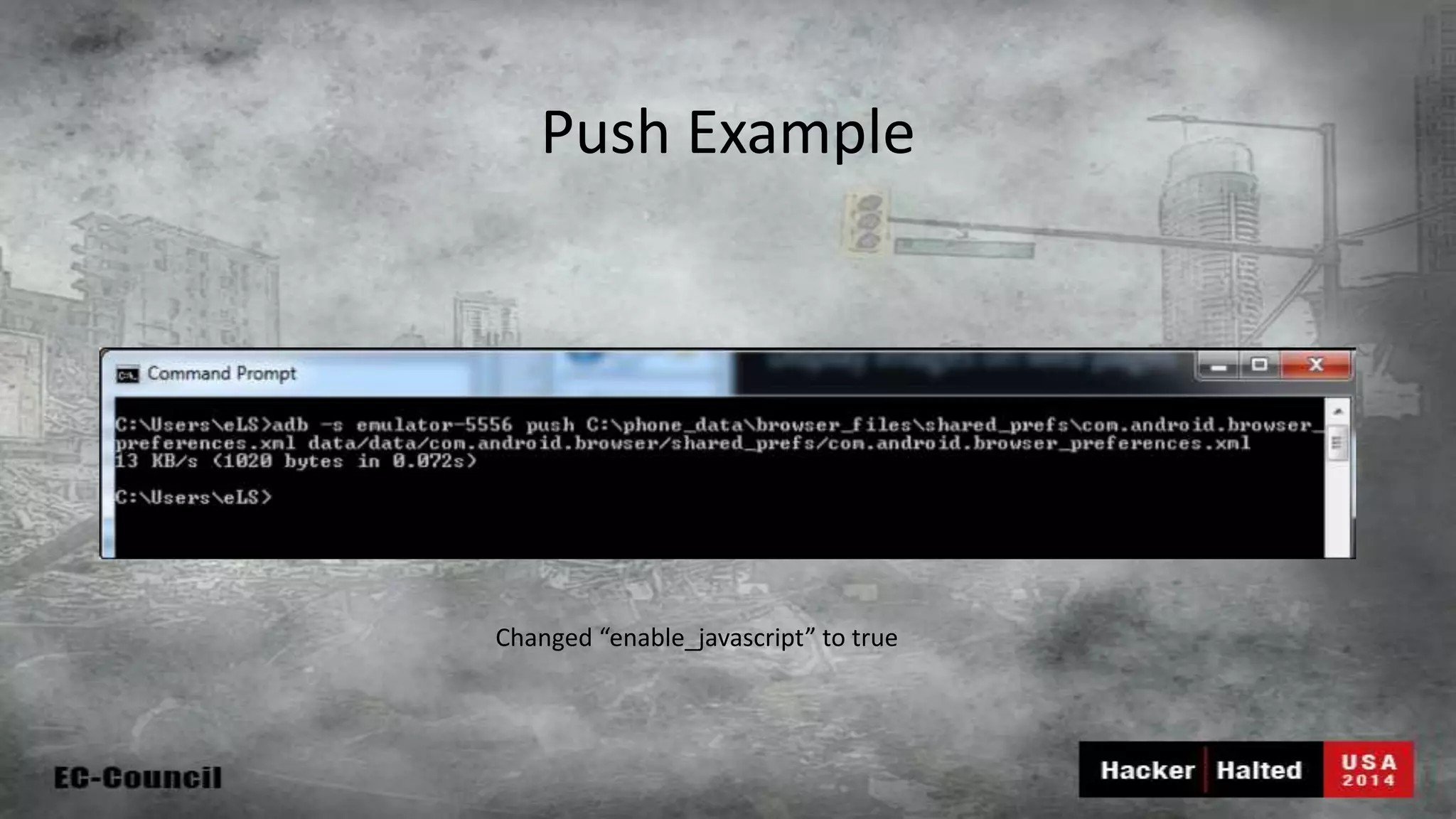 Push Example Changed “enable_javascript” to true 