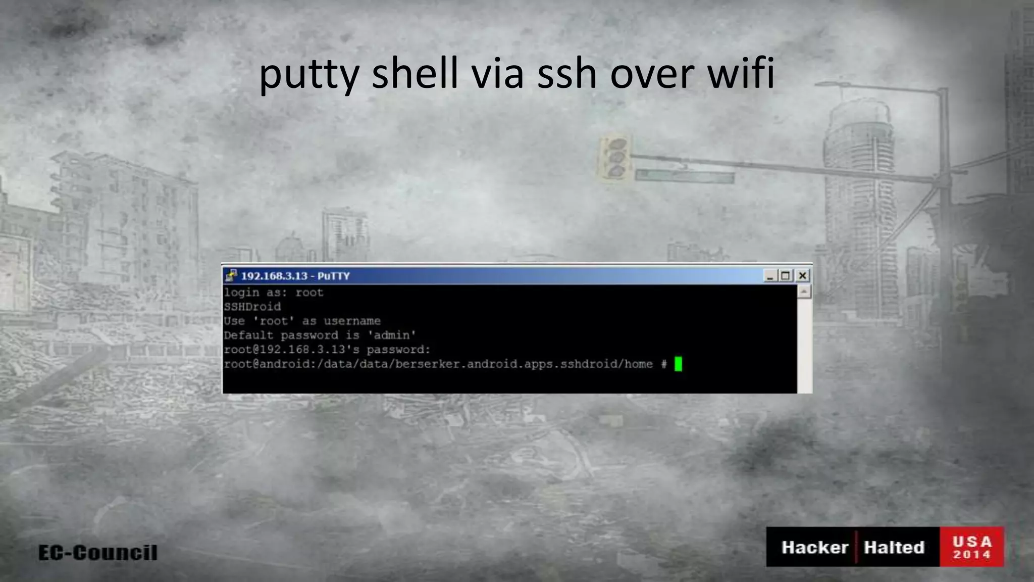 putty shell via ssh over wifi 
