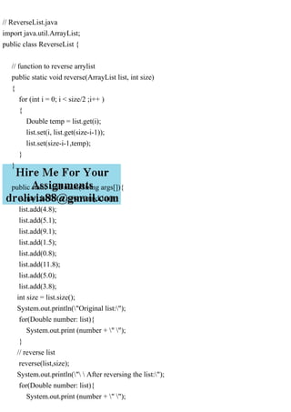 ReverseList.javaimport java.util.ArrayList;public class Rever.pdf