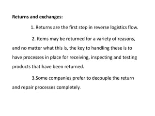 Return Is Reverse Delivery Reverse logistics | PPTX