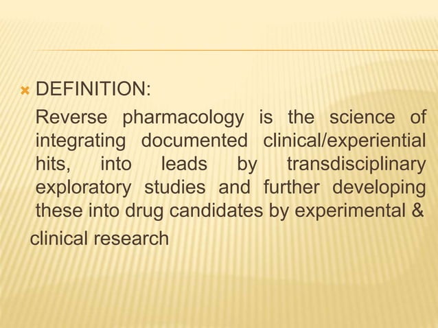 REVERSE PHARMACOLOGY & DRUG DISCOVERY | PPTX | Herbs and Supplements ...