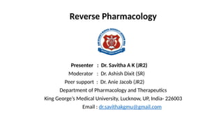 REVERSE PHARMACOLOGY - concept and difference between conventional and ...