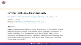 Shouder Rfa reverse shouder arthroplasty technique ppt | PPTX