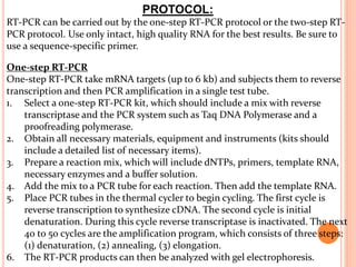 One Step Reverse Transcriptase Reverse transcriptase polymerase chain reaction | PPTX