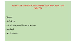 Reverse Transcription PCR | PPTX