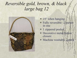 Reversible gold, brown, & black  large bag 12 ,[object Object],[object Object],[object Object],[object Object],[object Object]