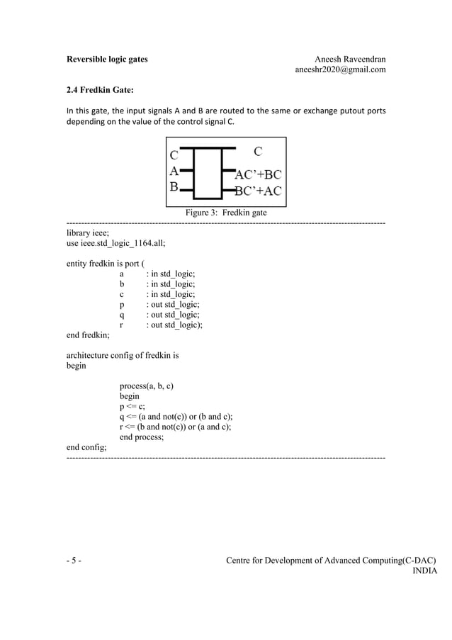 Reversible Logic Gate