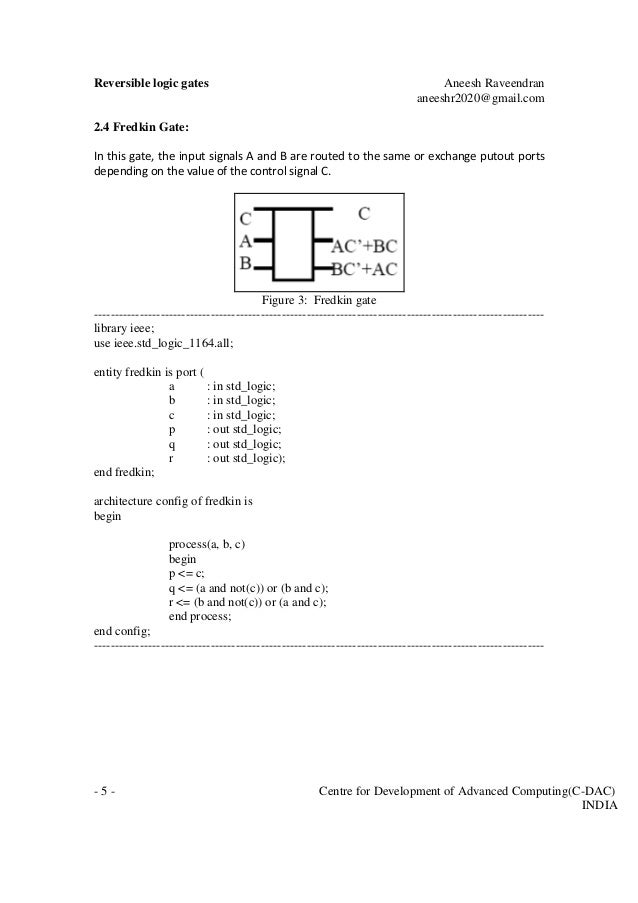 Reversible Logic Gate