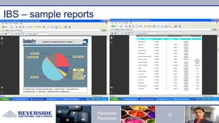 IBS – sample reports




                       Reverside    10
                       Restricted
 