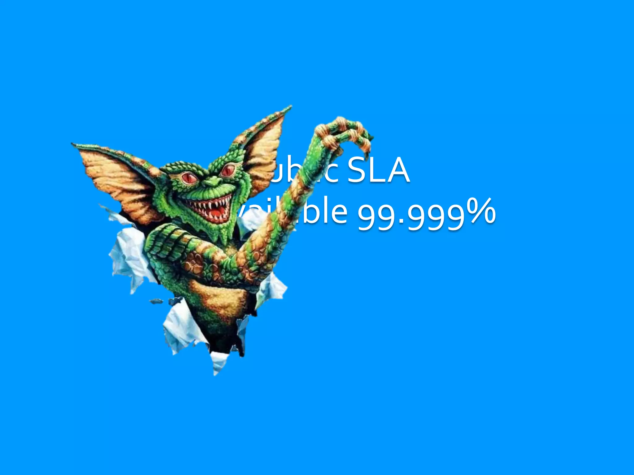Public SLA
Be Available 99.999%
 