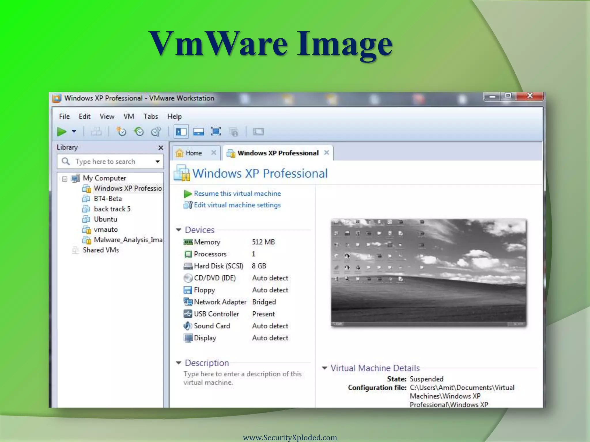 VmWare Image www.SecurityXploded.com 