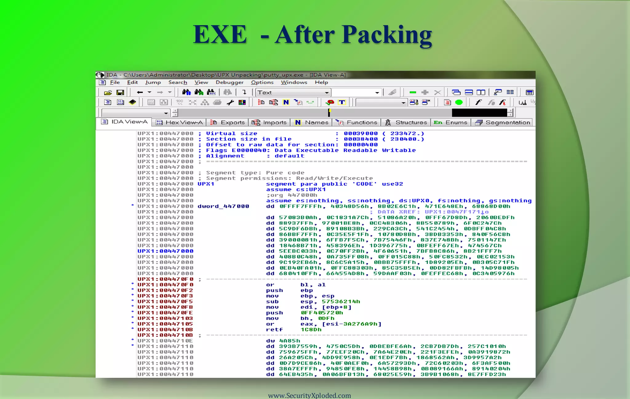 EXE - After Packing
www.SecurityXploded.com
 