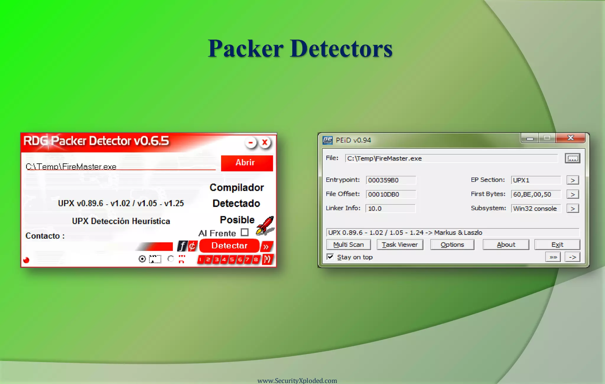 Packer Detectors
www.SecurityXploded.com
 