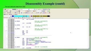 Disassembly Example (contd)
The bot retireves data from C&C




                                           www.SecurityXploded.com
 