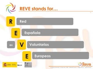 REVE stands for… ex Red Española Voluntarios Europeos R E V E 