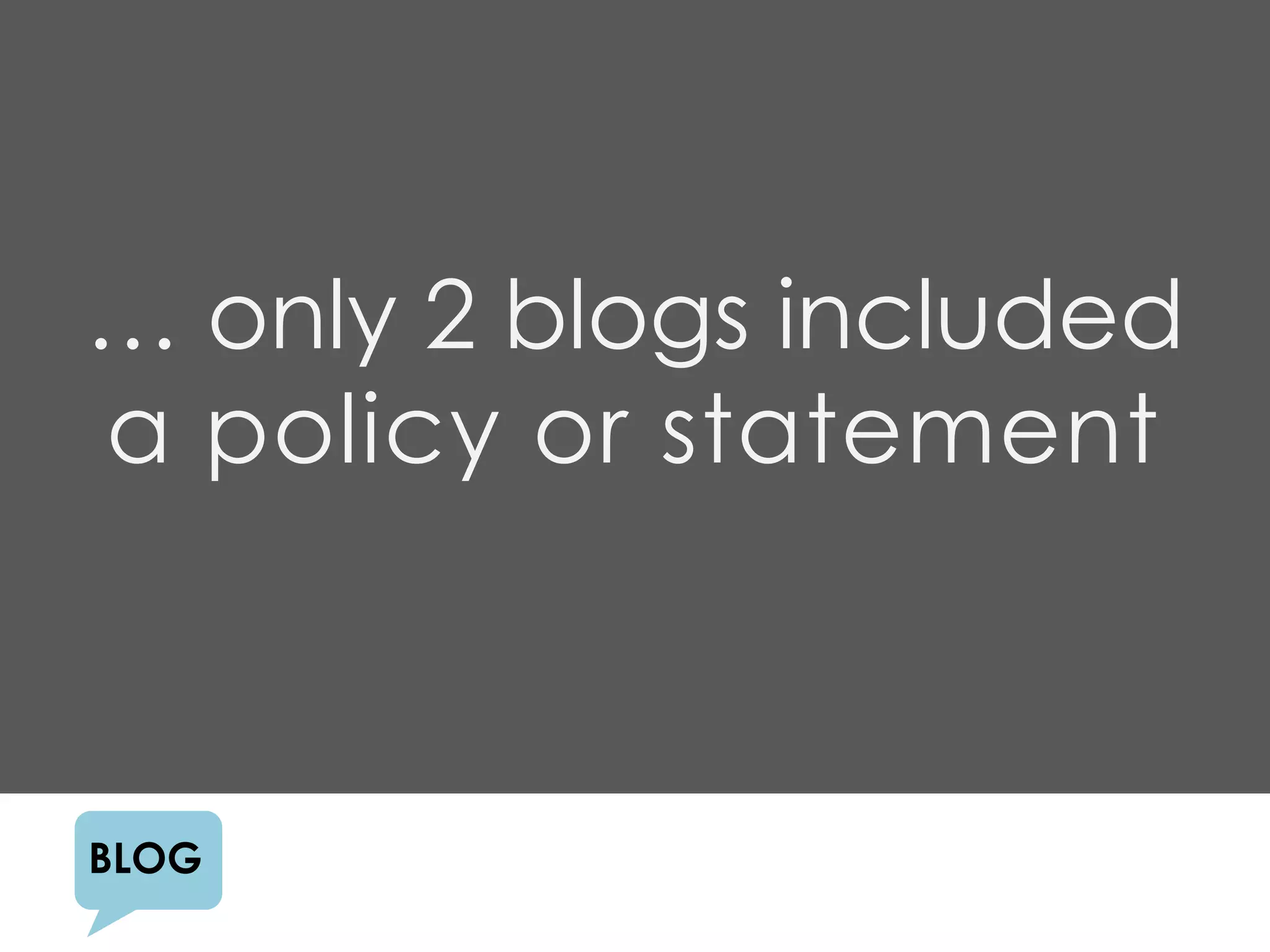 … only 2 blogs included
a policy or statement



BLOG
 