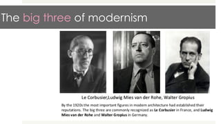 The big three of modernism
25
 