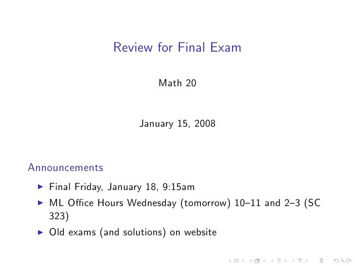 Review for final exam