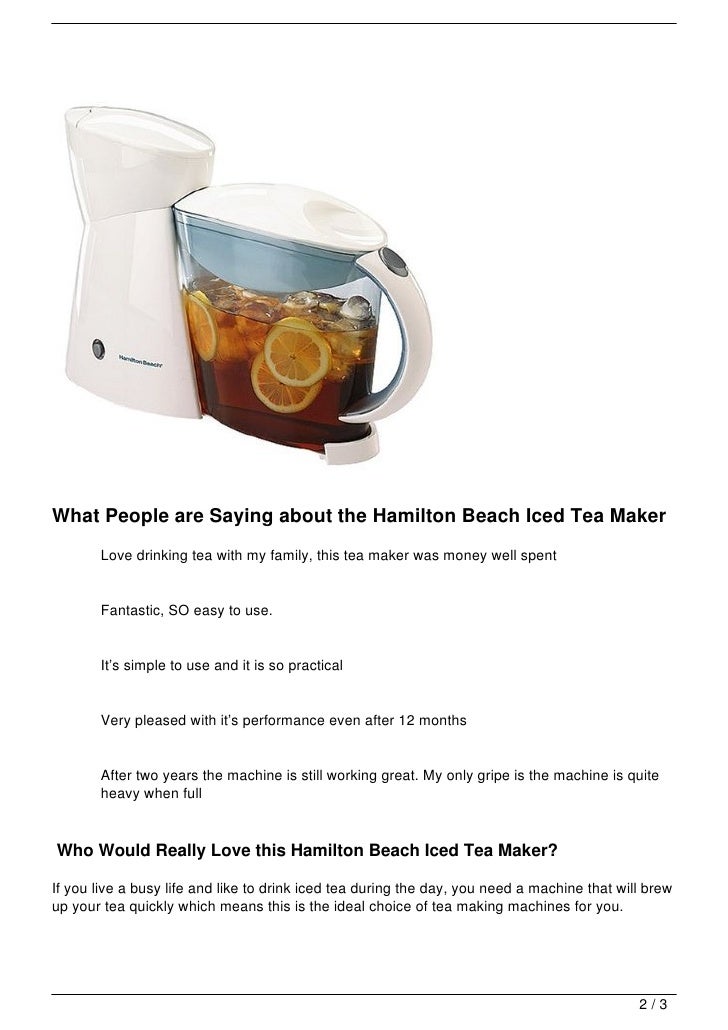 Review of the Hamilton Beach Iced Tea Maker
