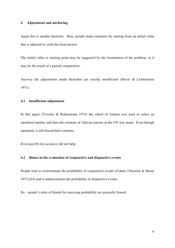 Judgment Under Uncertainty Anchoring and Adjustment Bias