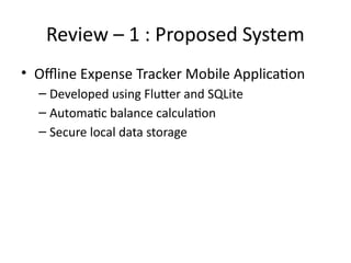 Offline Expense Tracker Mobile App Using Flutter and SQLite for Secure ...