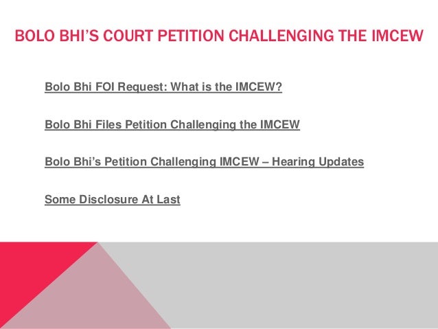 BOLO BHI’S COURT PETITION CHALLENGING THE IMCEW
Bolo Bhi FOI Request: What is the IMCEW?
Bolo Bhi Files Petition Challengi...