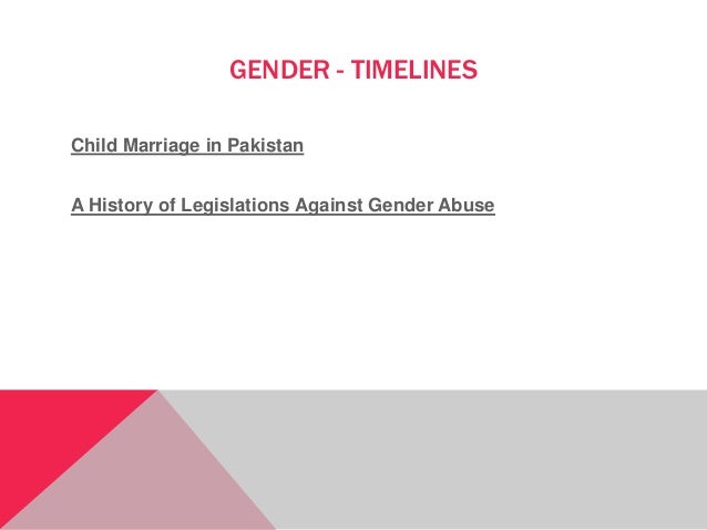 Child Marriage in Pakistan
A History of Legislations Against Gender Abuse
GENDER - TIMELINES
 