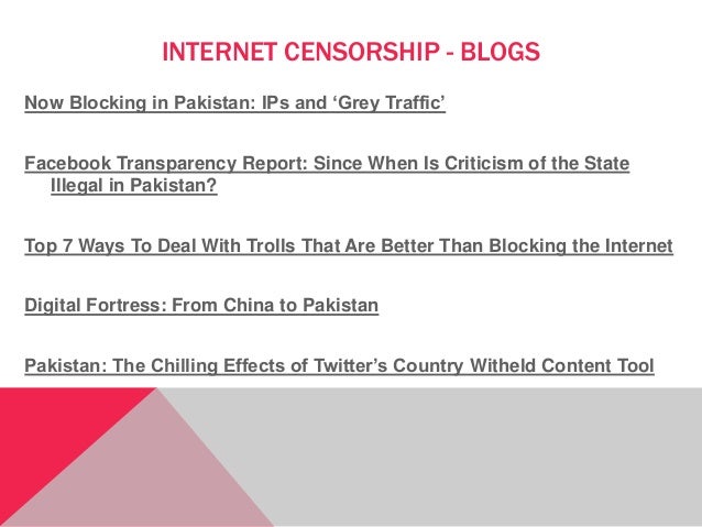 Now Blocking in Pakistan: IPs and ‘Grey Traffic’
Facebook Transparency Report: Since When Is Criticism of the State
Illega...