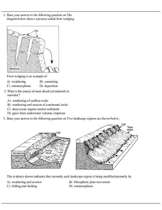 Weathering Erosion And Deposition Worksheet
