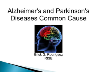 Alzheimer&apos;s and Parkinson&apos;s Diseases Common Cause Erick G. Rodríguez RISE 