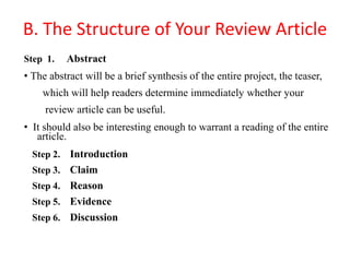 Structuring Your Review Paper