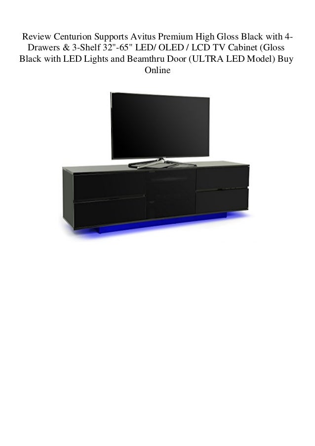 Centurion Supports Avitus Premium High Gloss Black with 4-Drawers /& 3-Shelf 32-65 LED//OLED//LCD TV Cabinet with LED Lights