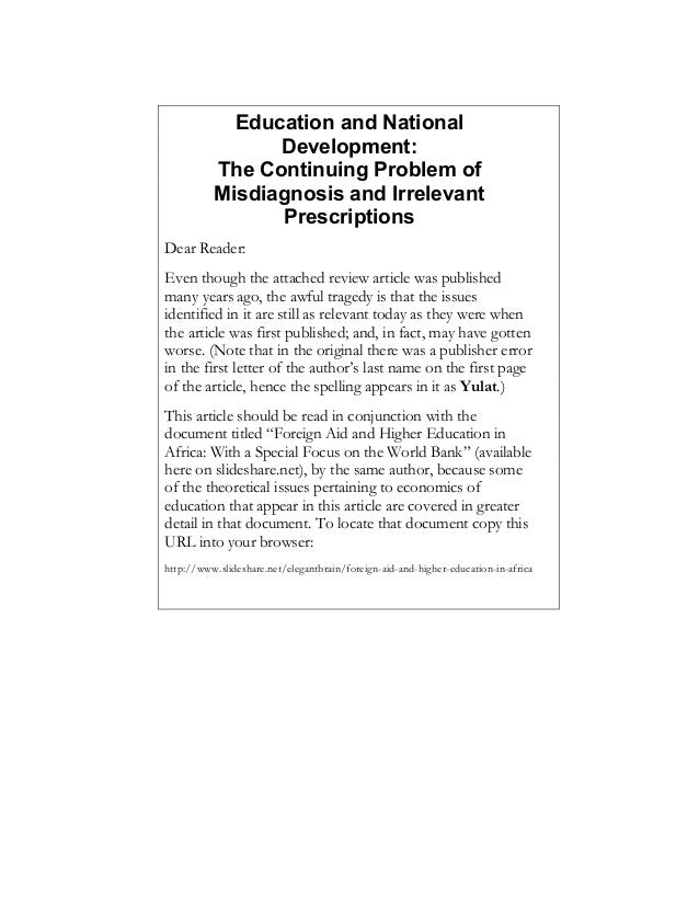 essay on education in national development