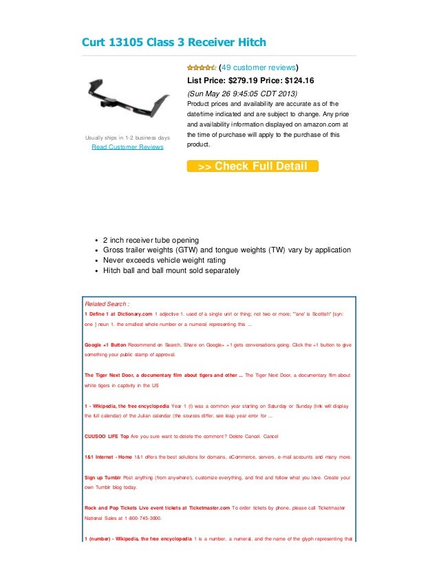 Review curt 13105 class 3 receiver hitch 20130527 004536