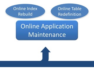 Online Table RedefinitionOnline Index RebuildOnline Application Maintenance