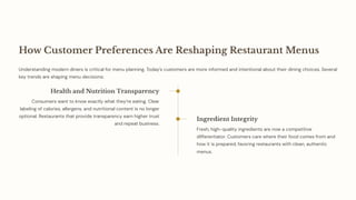 Consumers Menu Restaurants Reset Menus for 2026: From Fads to Fundamentals | PDF