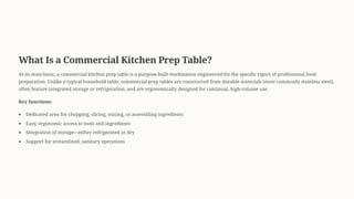 Prepared Table Commercial Kitchen Essentials: How a Well-Equipped Prep Table Drives ...