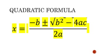 4ac Formula Math Reviewer in Mathematics Grade nine 9.pptx