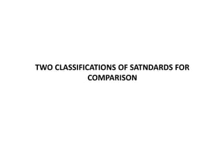 TWO CLASSIFICATIONS OF SATNDARDS FOR
COMPARISON
 