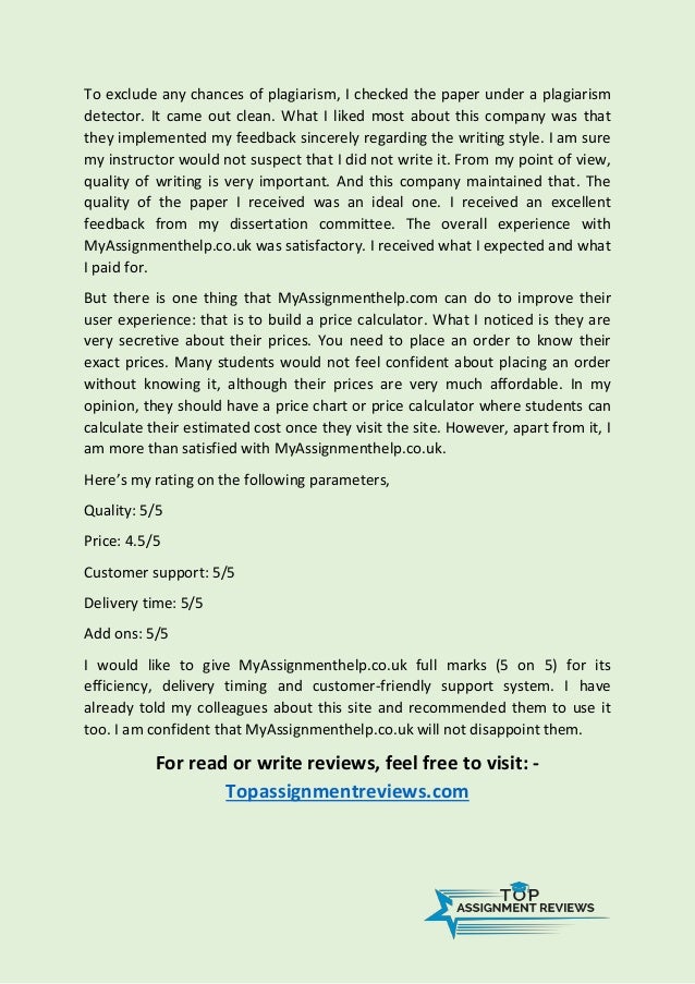 My assignment help review