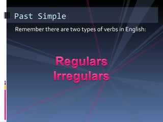 Past Simple
Remember there are two types of verbs in English:
 