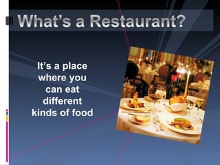 It’s a place
 where you
    can eat
   different
kinds of food
 