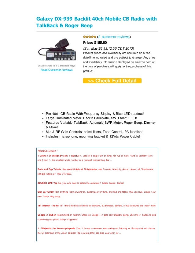 Review galaxy dx 939 backlit 40ch mobile cb radio with talk back