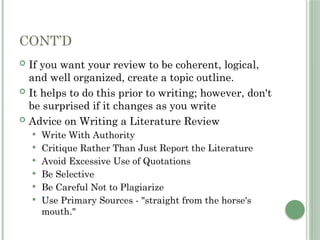 Comprehensive Guide to Conducting a Literature Review in Research | PPTX
